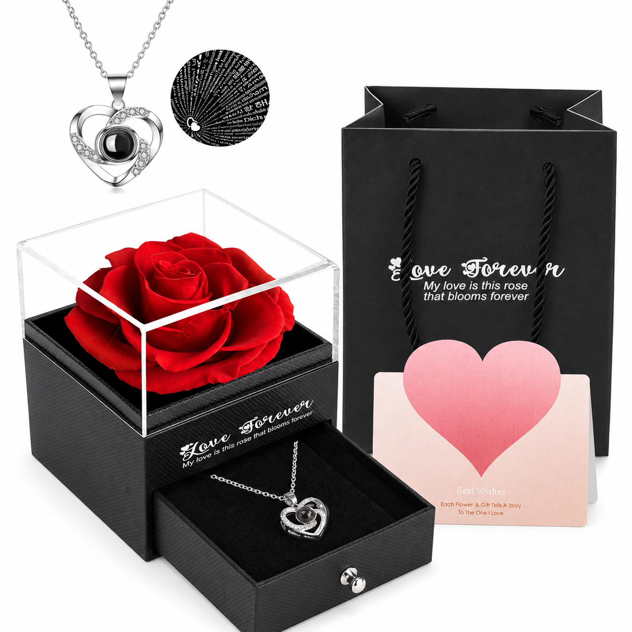 Rose Gift Box With Necklace.