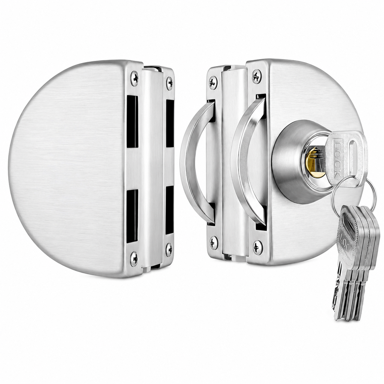 SS Double Glass To Glass Door Lock - Silver