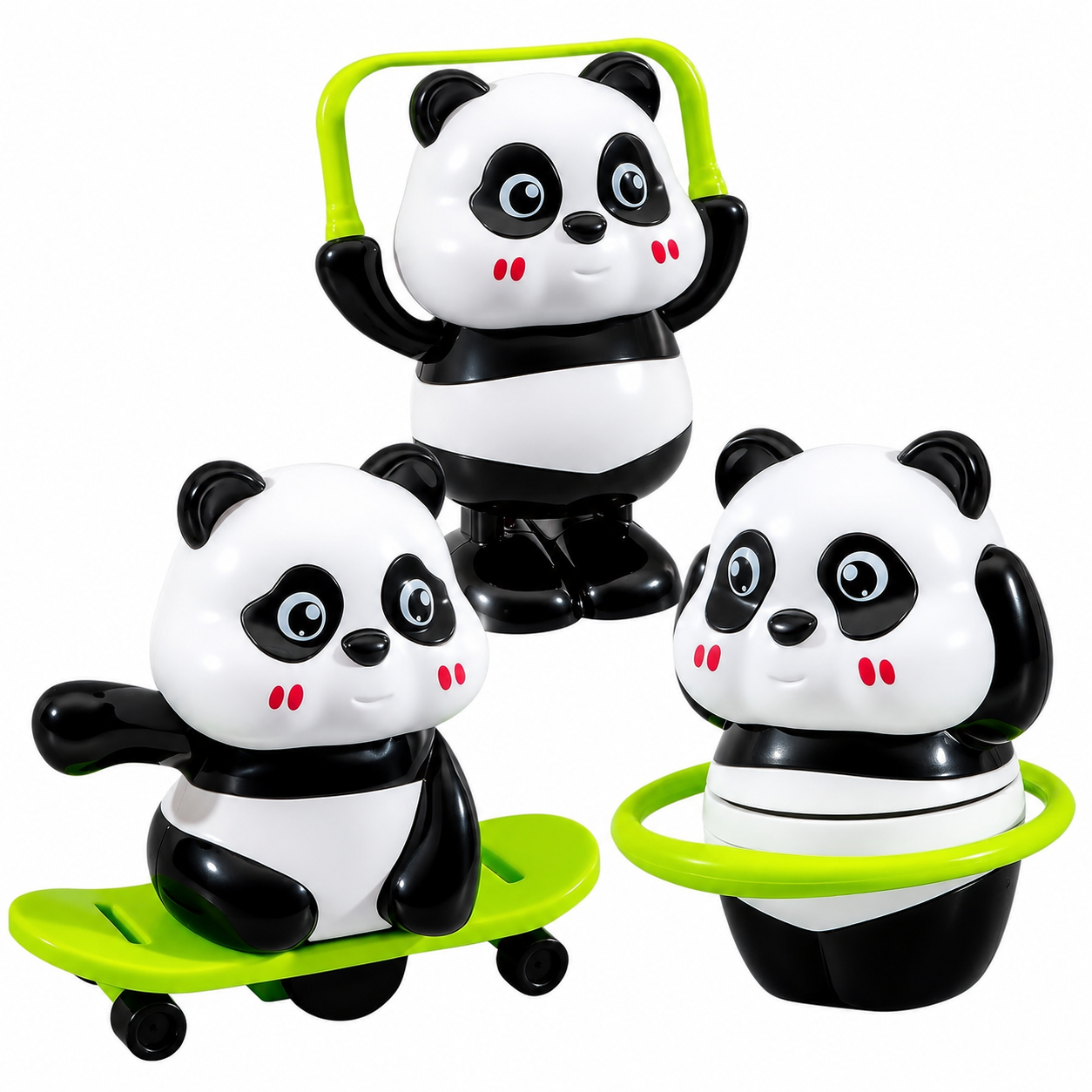 3 PCS Cute Panda Action Toy Set
