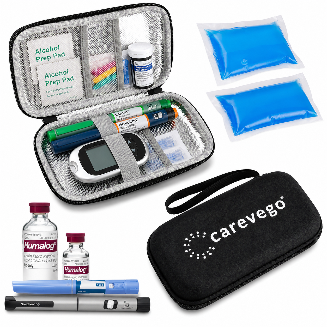 Insulin Cooler Travel Case - 2 Ice Packs.
