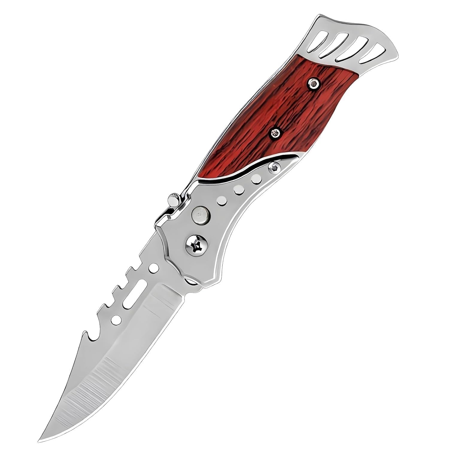 SS Folding Utility Knife with Wooden Handle.