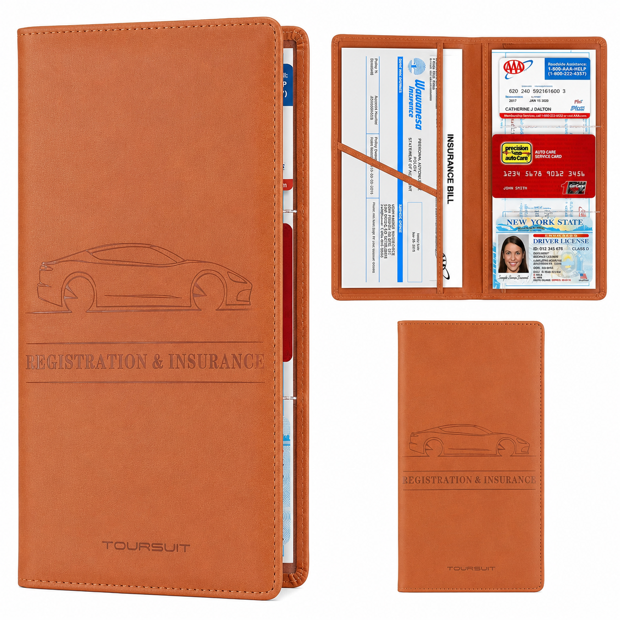 Car Document Holder with Magnetic Closure - Brown