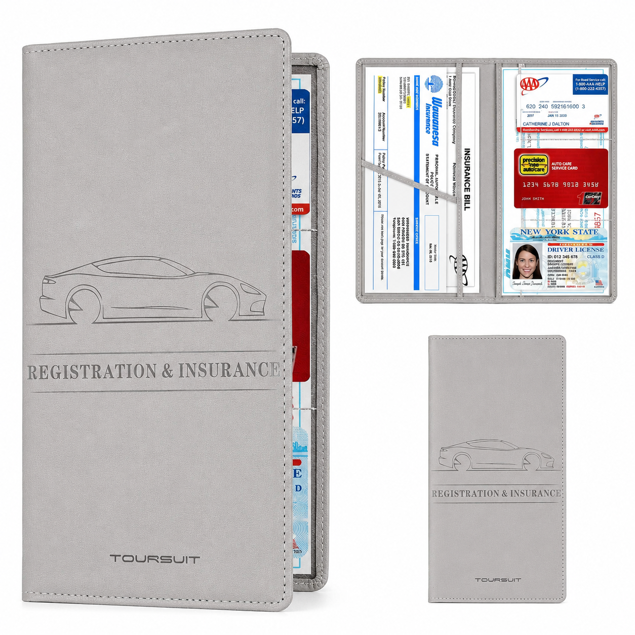 Car Document Holder with Magnetic Closure - Grey