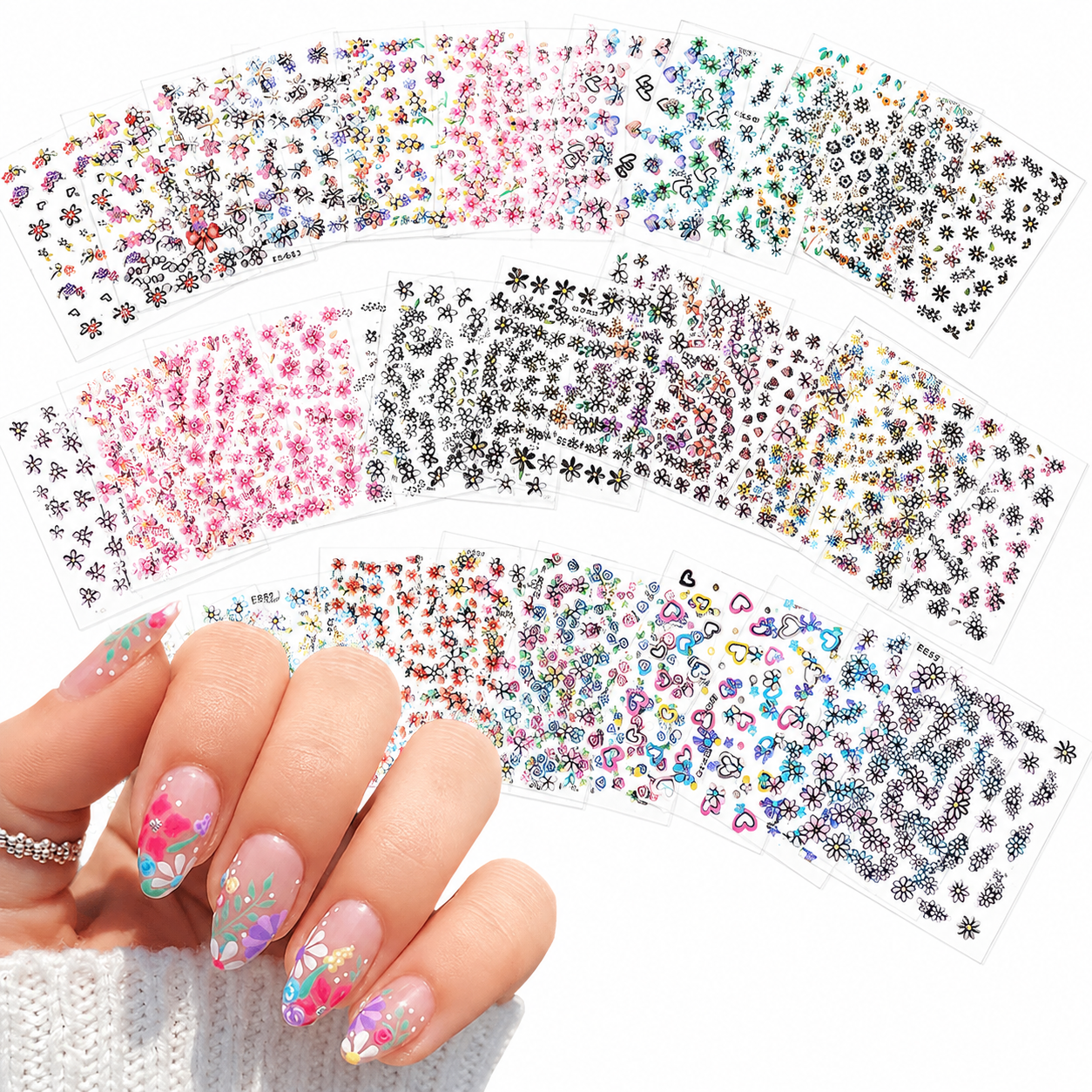 Mini Colorful Flower Nail Art Stickers.