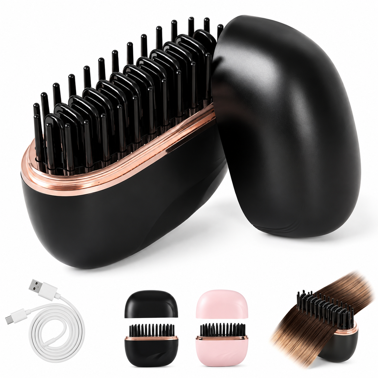 Mini Cordless Hair Straightener Brush.