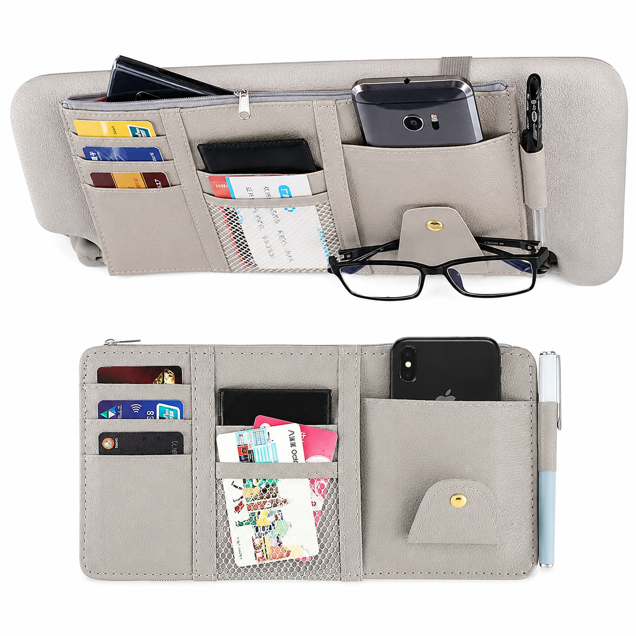 PU Leather Car Sun Visor Organizer.