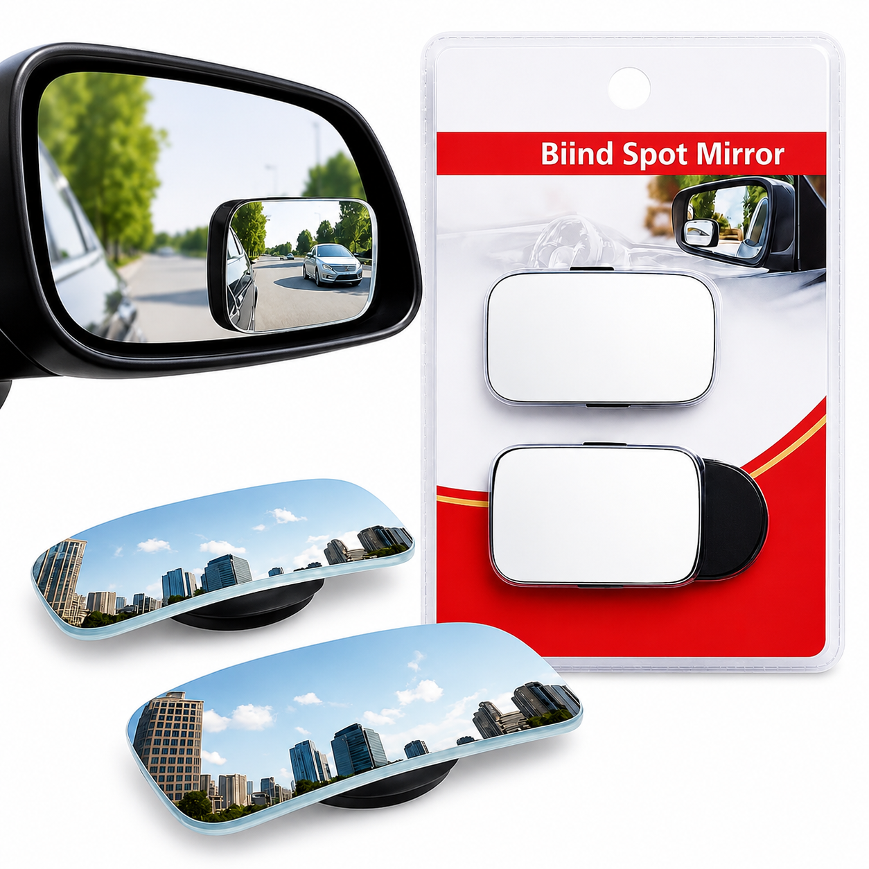 3R Rectangle HD Glass Convex Rear View Mirror.