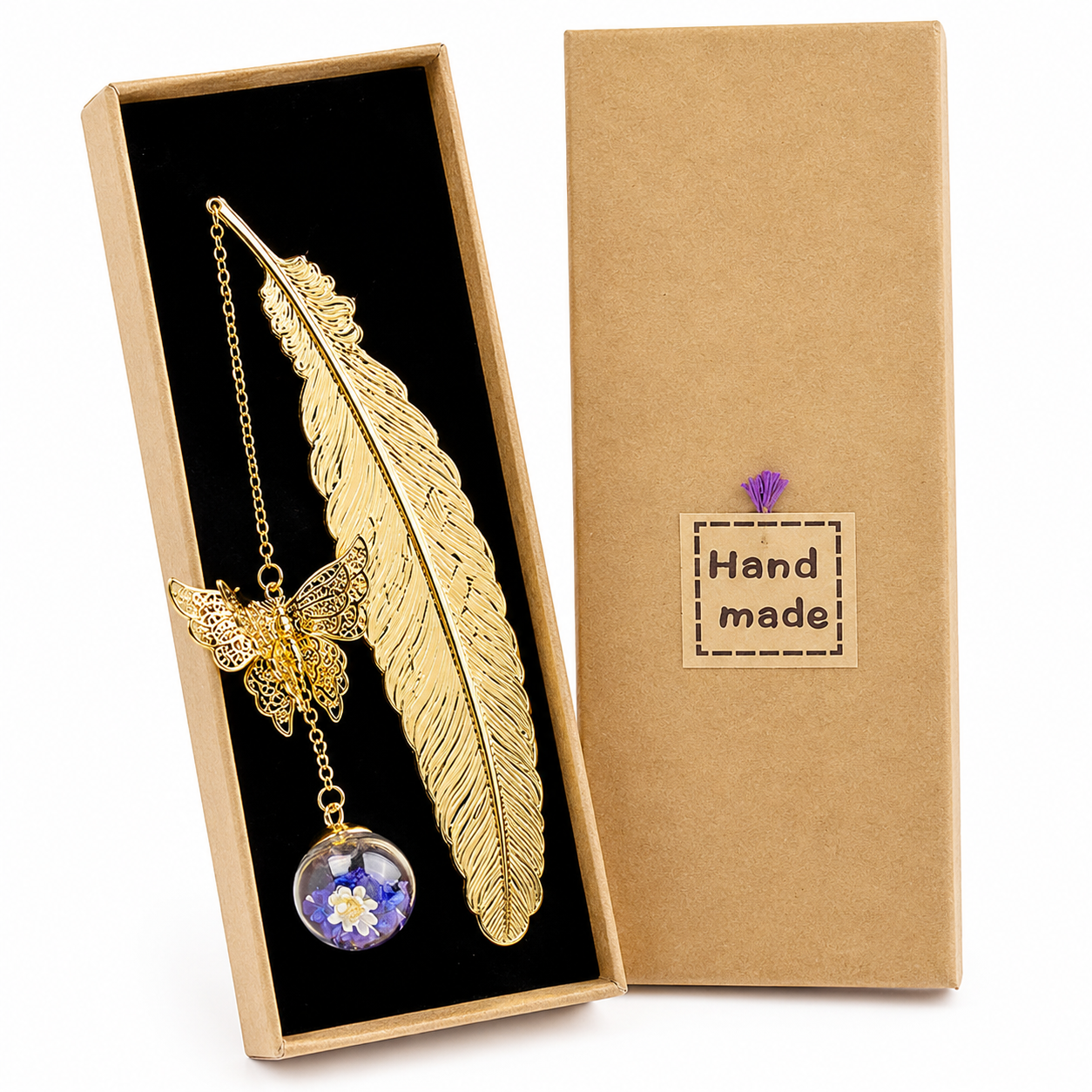 Elegant Metal Gold Feather Bookmark.