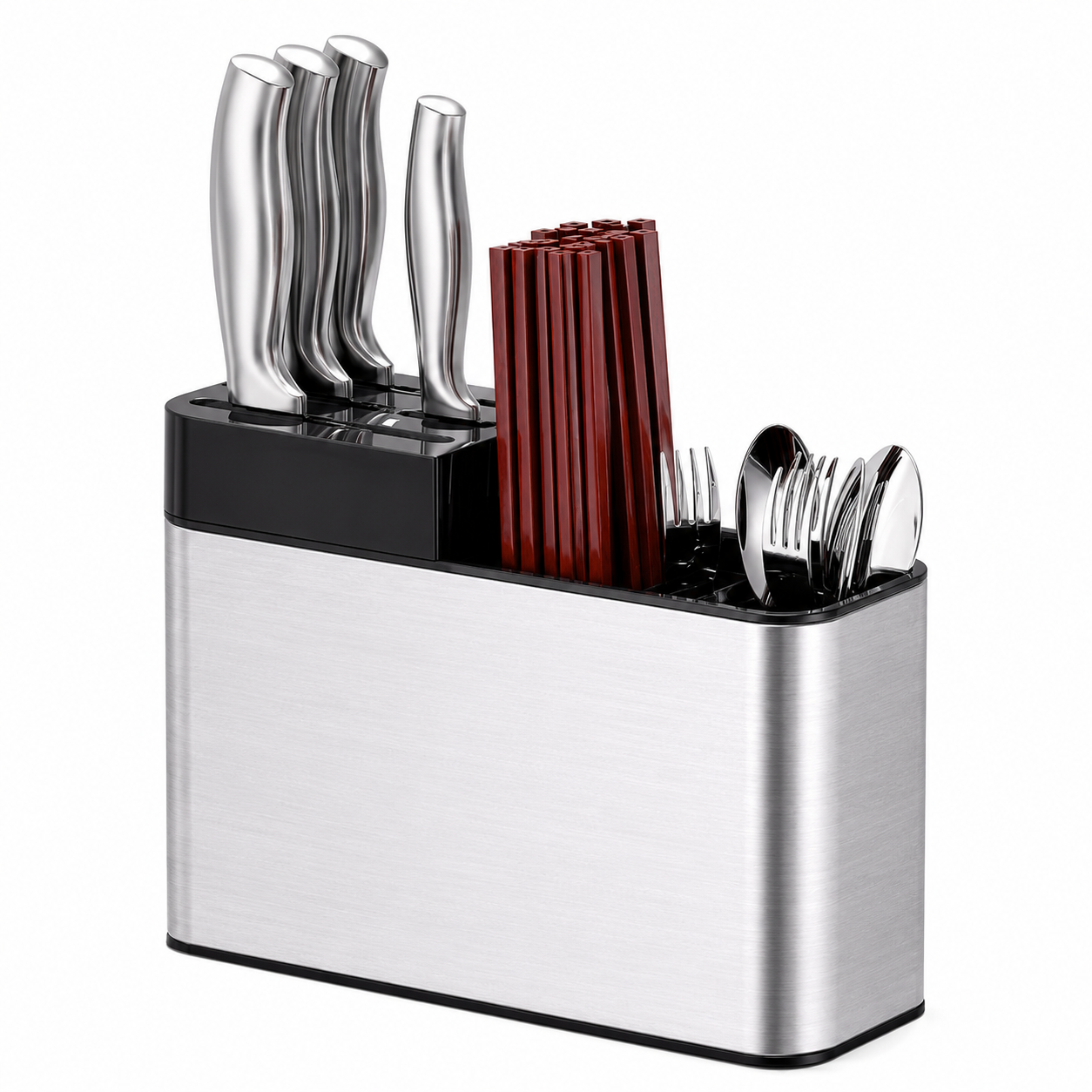 3-Compartment SS Utensil Cutlery Holder