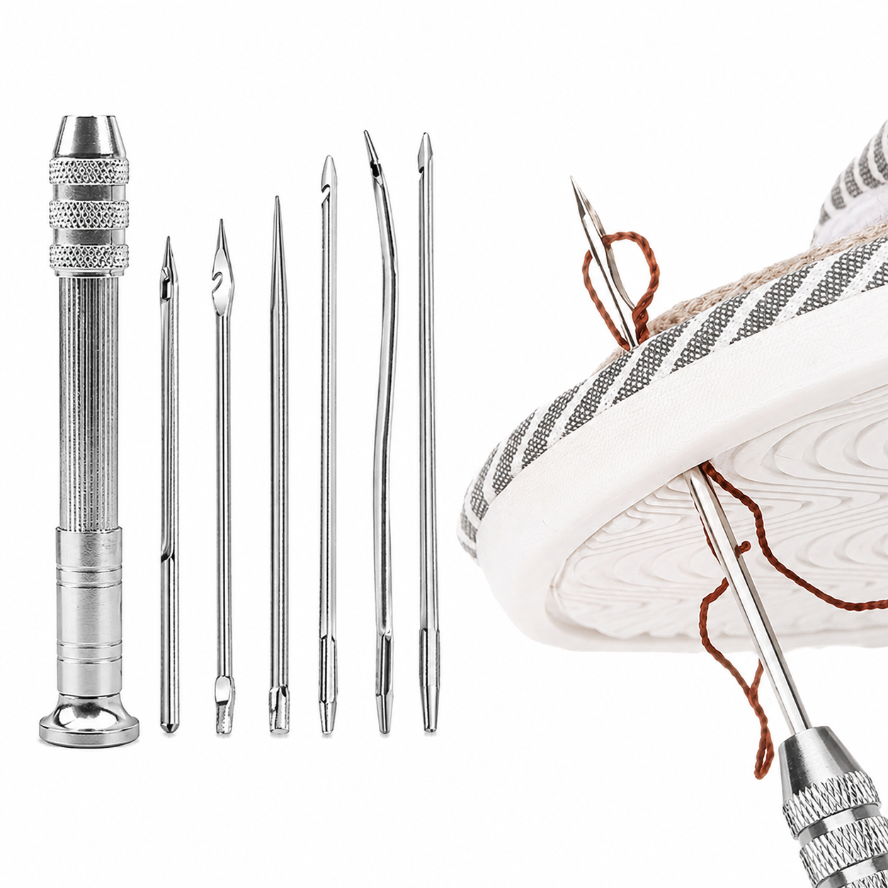 Shoe Repair Leather Sewing Awl Needle Set